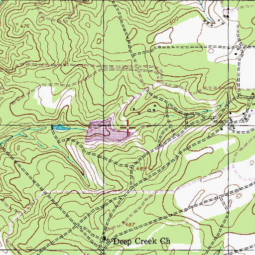 Topographic Map of Sandy Woods Lake Dam, NC