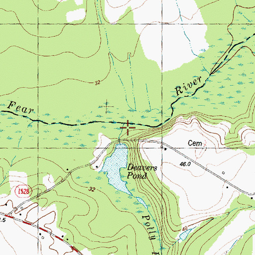 Topographic Map of Lake Genele Dam, NC