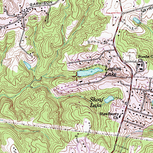 Topographic Map of American Legion Lake Dam, NC