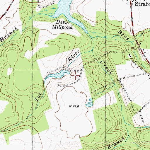 Topographic Map of Davis Pond Dam, NC
