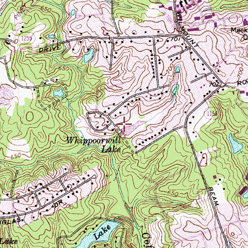 Topographic Map of Whippoorwill Lake Dam, NC