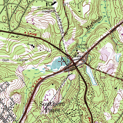 Topographic Map of Mid Pines Lake, NC