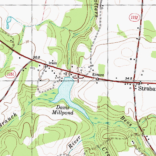 Topographic Map of Davis Millpond Dam, NC
