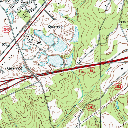 Topographic Map of Martin Marietta Company Dam, NC