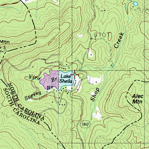 Topographic Map of Lake Shelia Dam, NC