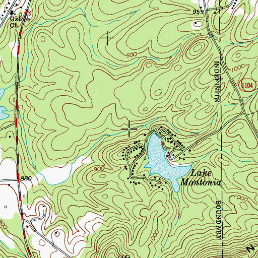 Topographic Map of Lake Montonia Dam, NC
