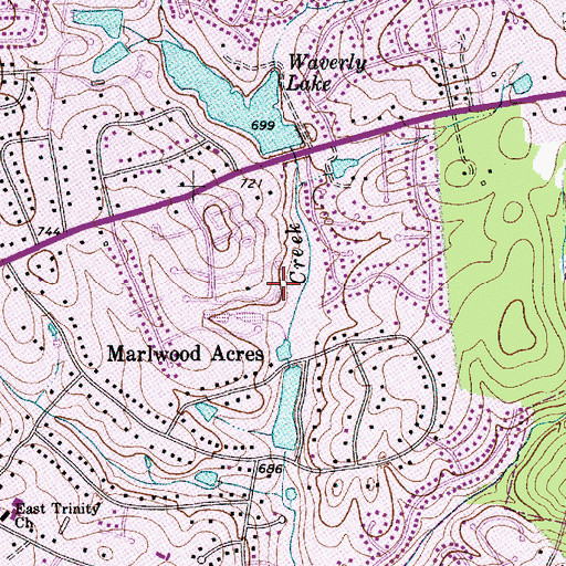 Topographic Map of Marlwood Dam, NC