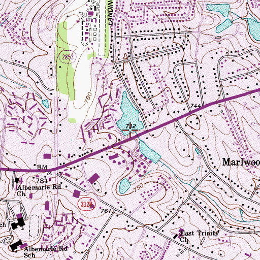 Topographic Map of Forest Lake Dam, NC