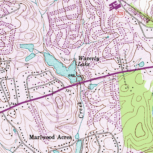 Topographic Map of Pine Lake Dam, NC