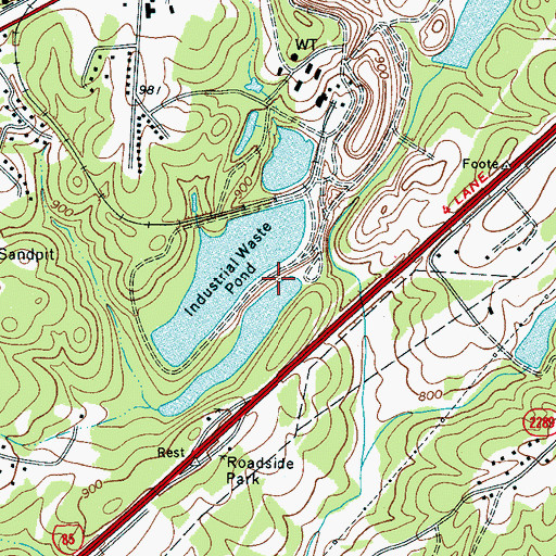 Topographic Map of Foote Mineral Tailings Pond Dam, NC