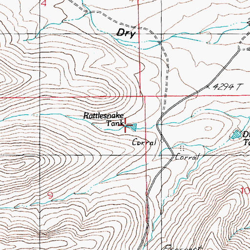 Topographic Map of Rattlesnake Tank, AZ