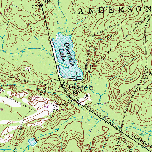 Topographic Map of Overhills Lake Dam, NC
