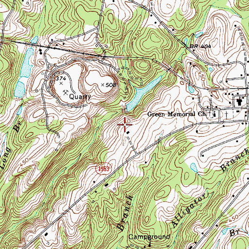 Topographic Map of Long Branch Reservoir Dam, NC