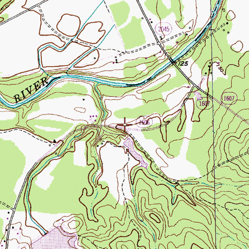 Topographic Map of Lewis Lake Dam, NC