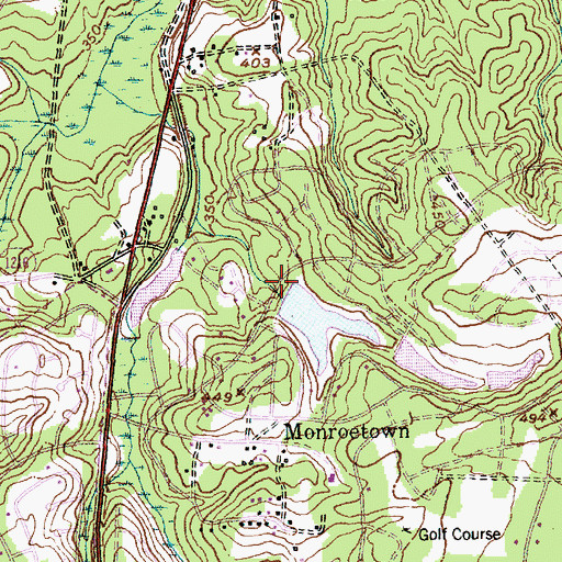 Topographic Map of Lower Monroe Lake Dam, NC