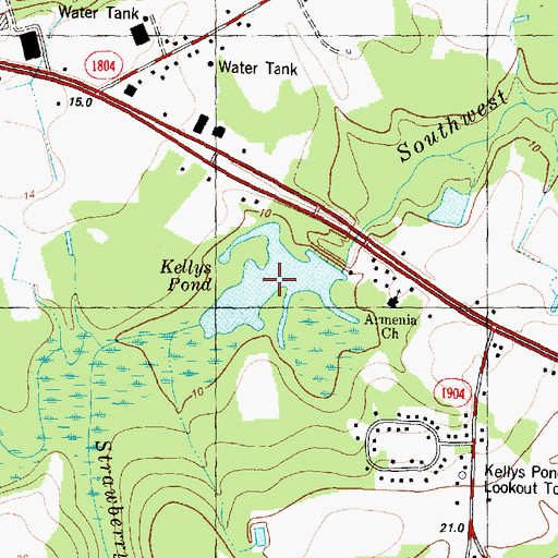 Topographic Map of Kellys Pond, NC