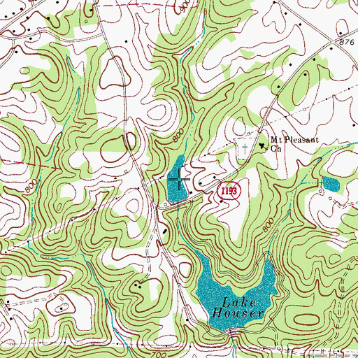 Topographic Map of Mount Pleasant Fishing Lake, NC