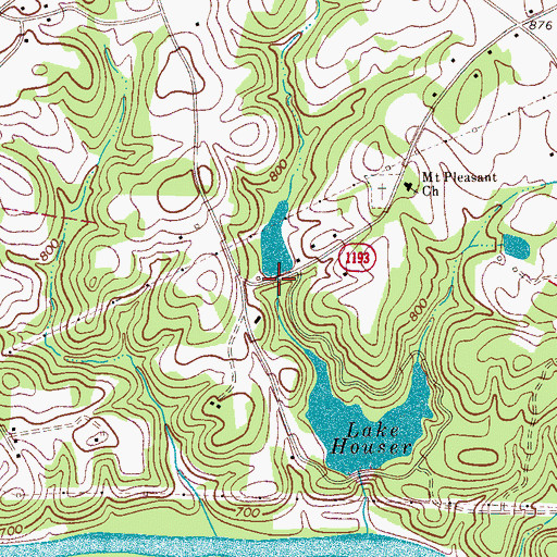 Topographic Map of Mount Pleasant Fishing Lake Dam, NC