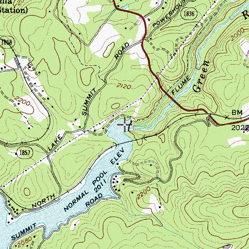 Topographic Map of Lake Summit Dam, NC