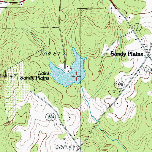 Topographic Map of Sandy Plains Dam, NC