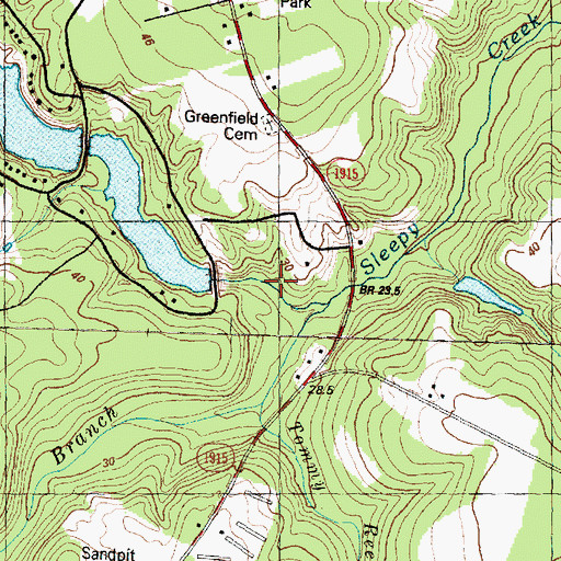 Topographic Map of Sleepy Creek Lake Lower Dam, NC