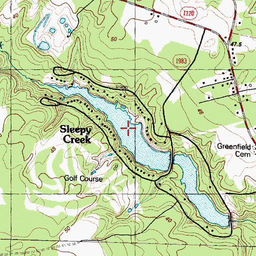 Topographic Map of Sleepy Creek Lake Upper, NC