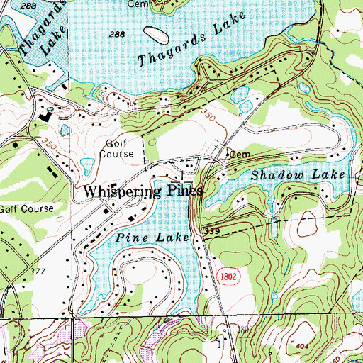 Topographic Map of Pine Lake Dam, NC