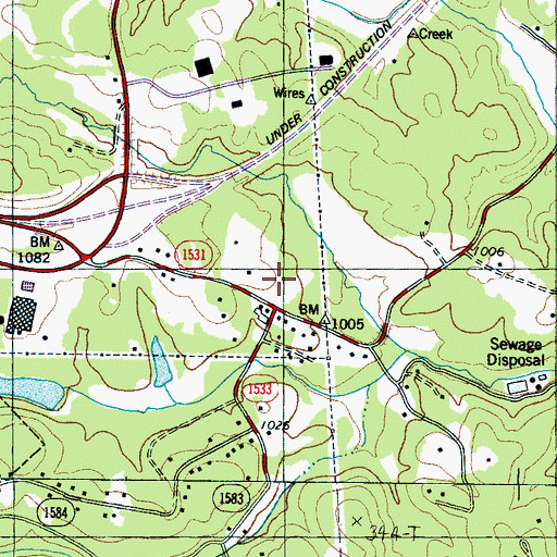 Topographic Map of Deering Milliken Dam, NC