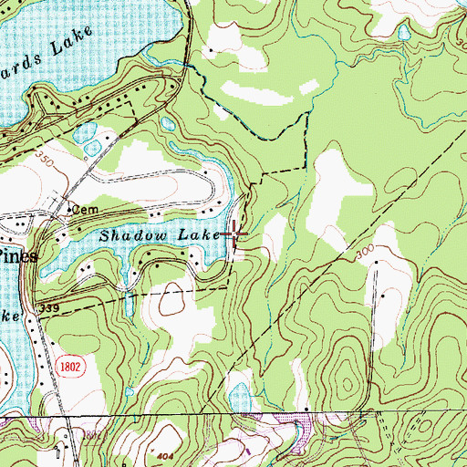 Topographic Map of Shadow Lake Dam, NC