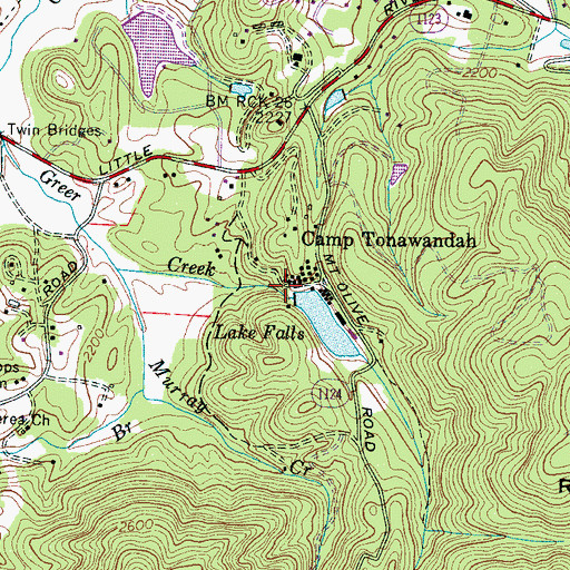 Topographic Map of Ton-A-Wanda Dam, NC