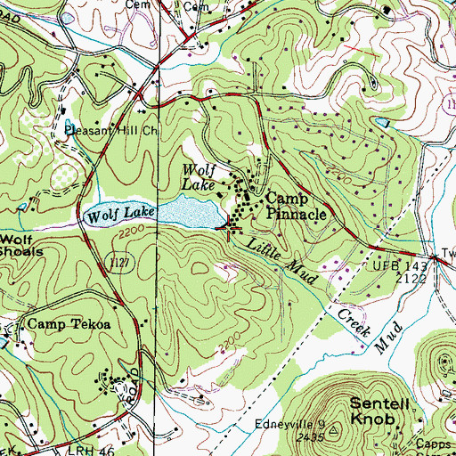 Topographic Map of Wolf Lake Dam, NC
