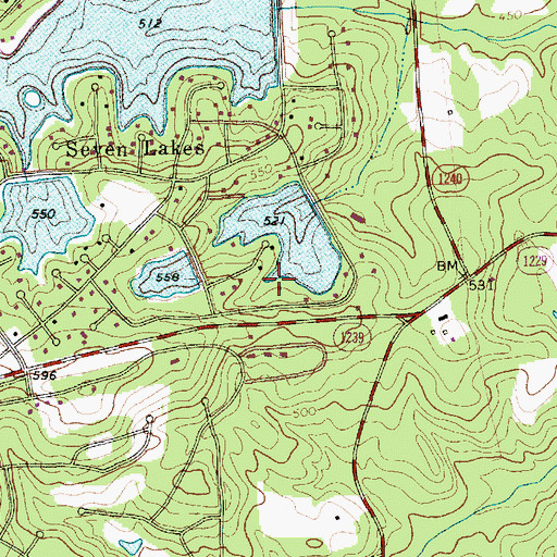 Topographic Map of Seven Lakes Lake Number Five, NC
