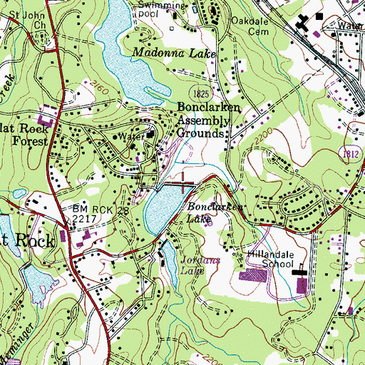 Topographic Map of Bonclarken Lake Dam, NC