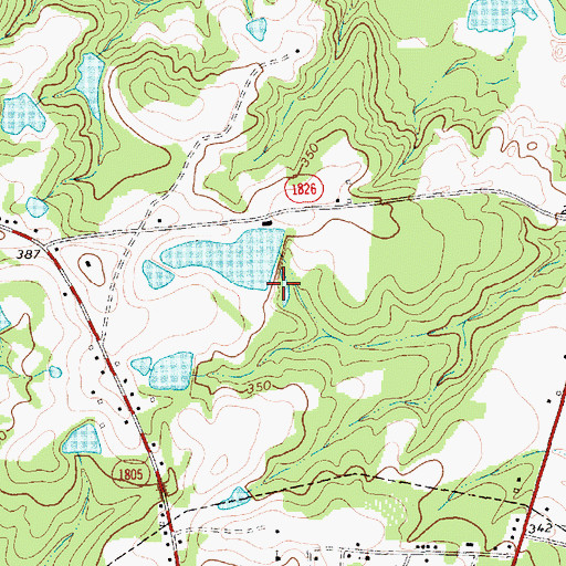 Topographic Map of Thurlows Lake Dam, NC