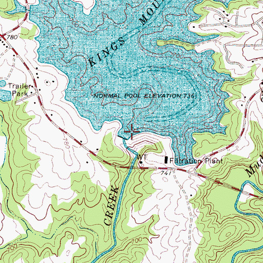 Topographic Map of Moss Lake, NC