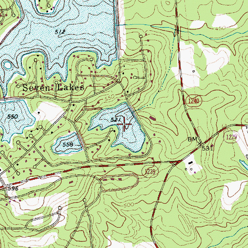 Topographic Map of Seven Lakes Lake Number Three, NC