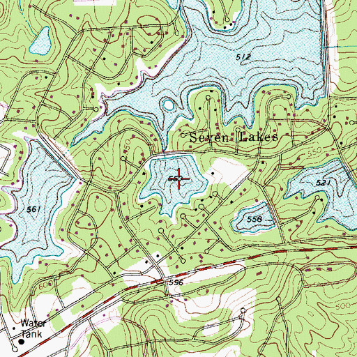 Topographic Map of Seven Lakes Lake Number Four, NC