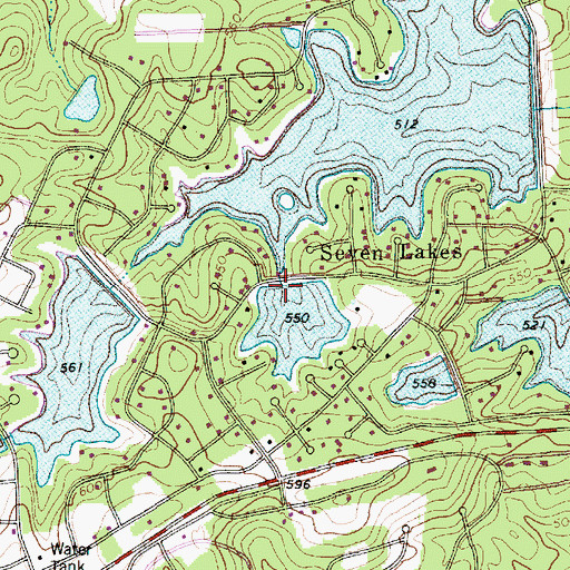 Topographic Map of Seven Lakes Dam Number Four, NC