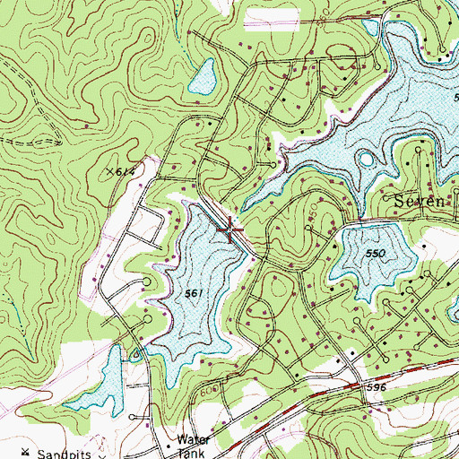 Topographic Map of Seven Lakes Number One Dam, NC