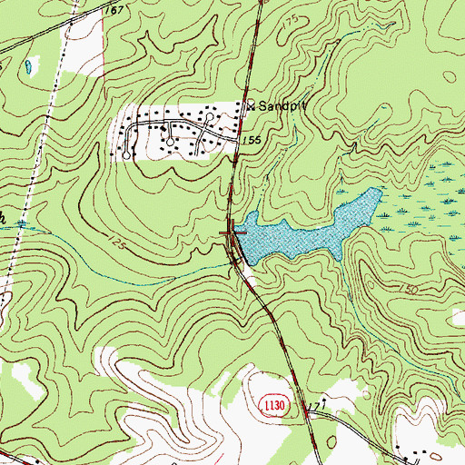 Topographic Map of Durhams Lake Dam, NC