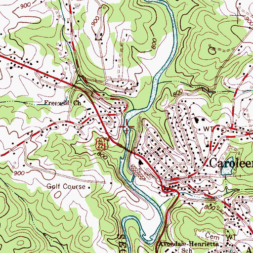 Topographic Map of Cone Mills Lake Dam, NC