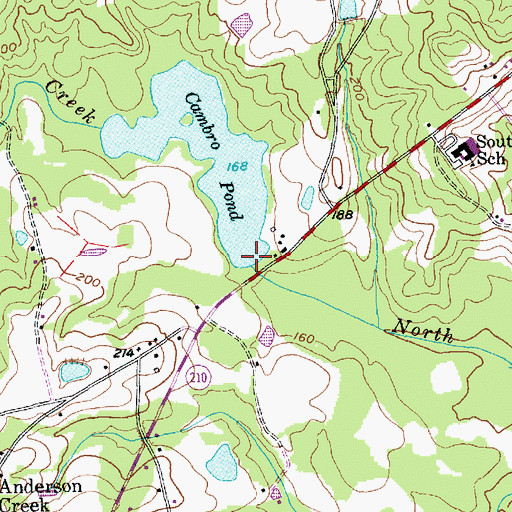 Topographic Map of Cambro Pond Dam, NC