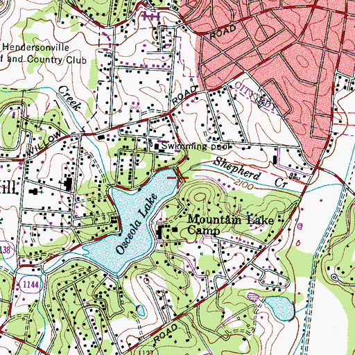 Topographic Map of Osceola Lake Dam, NC