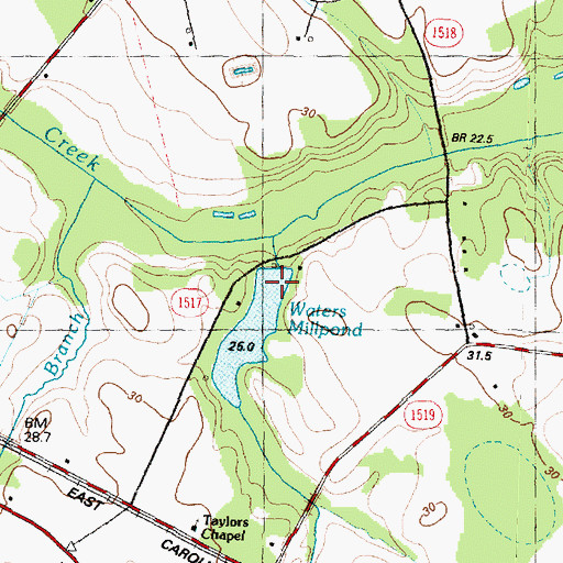 Topographic Map of Walters Millpond Dam, NC