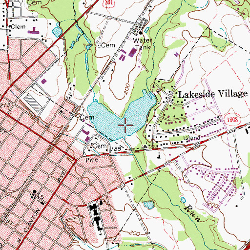 Topographic Map of Hannas Lake, NC