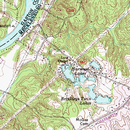 Topographic Map of Harwood Lake Dam, NC