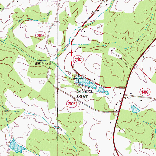 Topographic Map of Sellers Lake Dam, NC