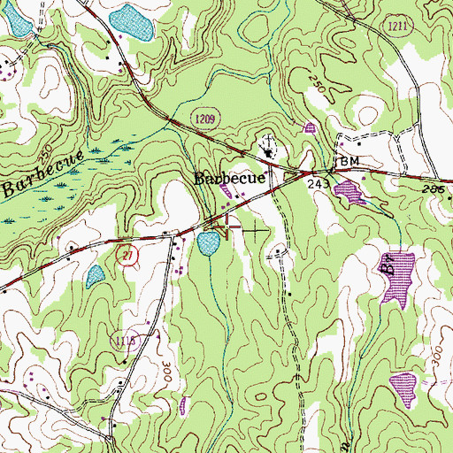 Topographic Map of F S Blanchards Dam Number Three, NC