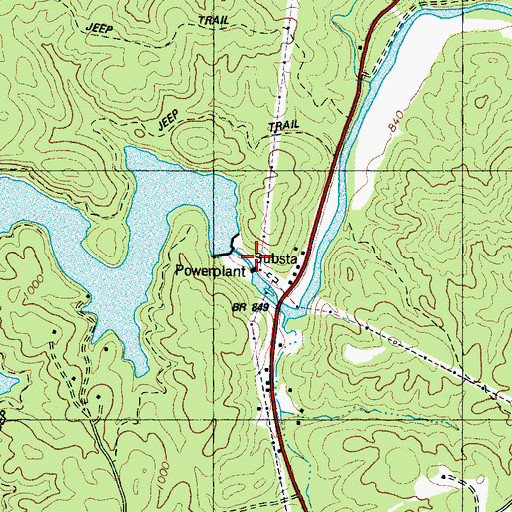 Topographic Map of Turner Shoals Dam, NC