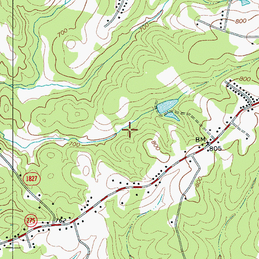 Topographic Map of Rowland Lake Dam Number One, NC